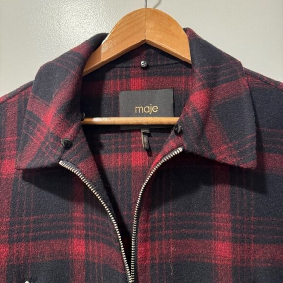 Maje checked wool cropped jacket - Picture 5 of 9